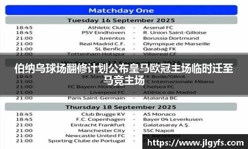 伯纳乌球场翻修计划公布皇马欧冠主场临时迁至马竞主场